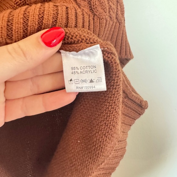 Nikka K Rust Brown Cable Knit V-Neck Varsity Stripe Sweater Vest XL - Picture 4 of 4